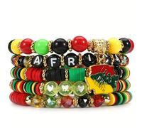 5PCS Juneteenth Bulk Kit African Decorations Clay Bracelets for Women 1865 Happy Juneteenth Celebrate Black American Independence with Accessories Gifts Craft Holiday Party Decorations (yellow)