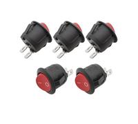 5Pcs KCD1-105 Diameter 20mm Round Rocker Switch AC 6A/250V 10A/125V 2 Pin Boat Rocker Switch ON-OFF Push Button Switch Red Black IDGTTLDF(Red 5Pcs)