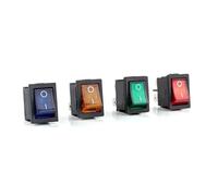 5Pcs KCD1 3 Pin 4 Pin 21 * 15mm ON-OFF Boat Car Rocker Switch 6A/250V AC 10A/125V AC with Red Blue Green Yellow Light Switch(Green,4 Pin)