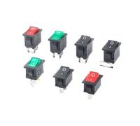 5Pcs KCD1 Rocker Switch Black White Red Green LED 2/3/4/6 Pin 2 Gear 3 Gear ON OFF ON 10A 6A Straight Pins Curved Pins KCD1-101 IDGTTLDF(Black 3P 3Gear)