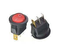 5pcs KCD11 15MM Small Round 2 Pin 3 Pin 2 Files 3A/250V 6A/125V AC Rocker Switch Power Switch (2 Position 3pin red)