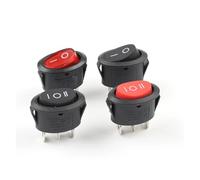 5pcs KCD1Round small rocker switch 25 * 16.5mm round black white red 2 pin 3 pin switch Power Button Switch With Light 6A/250 IDGTTLDF(3P Black ON-OFF-ON)