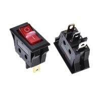 5PCS KCD3 220V ON/OFF SPST Rocker Switch Single Pole Single Throw 2Position 3Pin 15A 125VAC With LED Light 32 * 16mm Double buckle