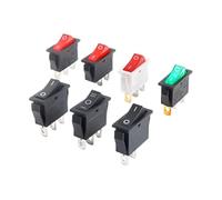 5Pcs KCD3 Rocker Switch Black Transparent Red Green LED Light 2/3 Pins 2/3 Gears 16A Silver Switch Power Button Switch IDGTTLDF(Black 2P 2Gear)