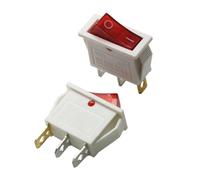 5PCS KCD3 Rocker Switch ON-OFF ON-OFF-ON 2 Position 3Pins Electrical Equipment with Light Power Switch 16A 250V / 20A 125V AC IDGTTLDF(White Red Light)