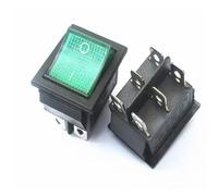 5PCS KCD4 Boat Type Small Warped Rocker Button Switch Power 4Pin 6Pin With Light 16A AC250V 20A 125V Self-Locking/Resetting IDGTTLDF(25x31 Green 6Pin-01)