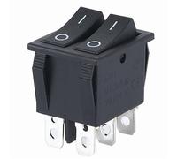 5PCS KCD8 6PIN 16A 250V 20A 125V Double Light Switch Rocker Waterproof ON-OFF KCD6 Boat Power(Black)