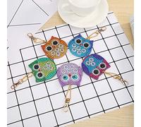 5pcs Key Chains by Numbers Kits Art Craft DIY Special Shaped Drill Keychains Rhinestone Pendant Hanging Ornament Bird Pattern Phone Bag Charm Decor Kid Adult Gifts