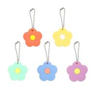 5PCS Key Covers Caps, Cute Flower Shape Key Identifiers Covers, Silicone Protector Cap with Hanging Chain for Home Apartment.