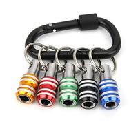 5Pcs Keychain Screwdriver Bit Holders Aluminum Alloy 3-Slot 1/4in Quick-Release Tool