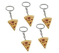 5Pcs Keyring Resin Simulation Pizza Keychains For Handbag Car Key Chain Cellphone Charm Bag Pendant