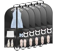 5PCS Kids Garment Bags Dance Waterproof Foldable Clothes Cover Hanging Zipper Closure Dress Bag Dust Proof with Zippered 4 Pockets Suit Bag for Dance Competitions Ballet and Adult Clothes