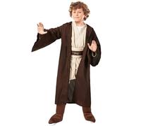 5PCS Kids Jedi Costume Obi Wan Hooded Robe Cloak Kenobi Cosplay Uniform S