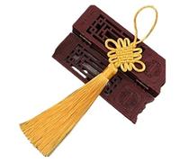 5Pcs Knot Tassels Silk Fringe Pendant knot For DIY Craft Curtains home Hanging Decoration 22cm for Bookmarks,DIY Craft,Jewelry Making(Golden yellow,2Pcs)