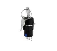 5Pcs LA16-11Y/21 16mm Key Selector Switch 2/3 Position Self-Locking 3Pin/6Pin Rotary Button Switches(Key,2 GEARS_1NO 1NC - 3PIN)