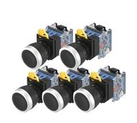 5PCS LA38A-11BN Sliver Push Button Switch On/Off Momentary/Latching 22mm black(Self locking)
