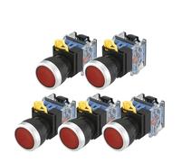 5PCS LA38A-11BN Sliver Push Button Switch On/Off Momentary/Latching 22mm red(Self locking)