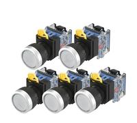 5PCS LA38A-11BN Sliver Push Button Switch On/Off Momentary/Latching 22mm white(Self locking)