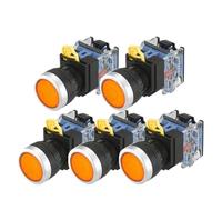 5PCS LA38A-11BN Sliver Push Button Switch On/Off Momentary/Latching 22mm yellow(Momentary)