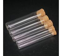 5Pcs Lab Glass Test Tubes with Wooden Stoppers -12mm to 40mm Diameter, 100mm Length, Flat Bottom for Laboratory Use(30x100mm)