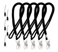 5pcs Lanyard Neck Strap, Durable Neck Safety Straps, Nylon Bulk Card Lanyards with Metal Swivel Carabiner Hooks, Neck Strap Lanyard for Name Tag Holder Office School Supplies (Black)