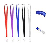 5Pcs Lanyards for Neck with Swivel Lobster Clasps, Phone Strap & ID Badge Holder, Multi-Use Necklace for Keys, Cruise Cards and Office Events