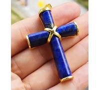 5pcs Lapis Lazuli Gems stone Cross Pendant