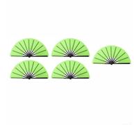 5pcs Large 17-Inch Folding Dance Fan Set for Weddings, Parties and Outdoor Events with Vibrant Colors in Red, Black, Blue, Pink, Yellow, Green and Purple(Pink)