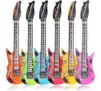 5Pcs Large 90cm Inflatable Guitar Toy for Kids - Blow Up Guitars Rock Star Musical Props Assorted Colors, Reusable for Birhday,Karaoke Hen Party