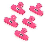 5Pcs Large Bull Binder Clips, 5cm Cute Cartoon Design Hinge Paper Clips Plastic Clamps for Crafts Drawing Board Letter(Red)