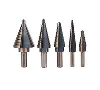 5Pcs Large Cobalt HSS Step Titanium Cone Drill Hole Cutter Bit Set Tool for Sheet Metal with Aluminum Case, Multiple Hole Stepped Up Bits