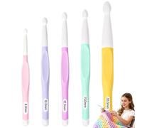 5PCS Large Crochet Hook Set, 8 10 12 15 20mm Crochet Hook Ergonomically Designed for Arthritic Hands Tips for Thick Yarn Chunky Knitting Perfect Blankets Rugs Shawls Arm Crochet Fast DIY Projects