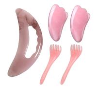 5Pcs Large Gua Sha Massager,Body Gua Sha Massage Tool with Handle for Women Men Back Neck Leg Face (Pink)