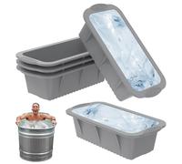 5PCS Large Ice Cube Tray, Large Ice Cube Moulds for ICES Bath,Easy Release 2.43lbs Cubes for Cold Plunge or Cooler,Reusable Silicone ICES Mold for Bath Chiller Camping Picnic(Grey)