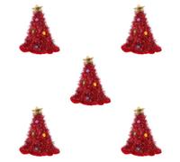 5pcs Large Red Felt Tree Shaped Santa Hat with Star Topper for Adults