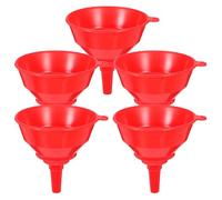 5pcs Large Red Plastic Funnel and 1cm Spout with Wide 10cm Mouth | Smooth Pouring for Water and Turkey Fryer Oil, Reusable Filling Tool, Suitable for Canning Prep and Kitchens