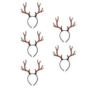 5pcs Large Simulation Reindeer Antler Headband Velvet | High Realism Design, Plastic Frame, Party and Costume Ball Use, Fade Resistant Finish for Ages