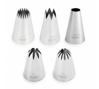 5Pcs Large Stainless Steel Seamless Piping Nozzles Set, 1C 1E 806 356 9FT Icing Tips for Cake Decorating, Cupcakes, Baking, Professional Frosting Piping Kit for Beginners and Bakers