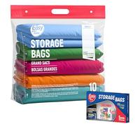 5PCS Large Ziplock Bags with Handle and Bottom 24"x20.5"+7", Reusable Jamboo Plastic Duty Bags for Cloth Storage Travel Moving Outdoor Freezer,BPA-Free,3.15-Mil Thick