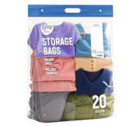 5PCS Large Ziplock Bags with Handle and Bottom 24"x28.5"+7", Reusable Jamboo Plastic Duty Bags for Cloth Storage Travel Moving Outdoor Freezer,BPA-Free,3.15-Mil Thick