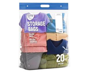 5PCS Large Ziplock Bags with Handle and Bottom 24"x28.5"+7", Reusable Jamboo Plastic Duty Bags for Cloth Storage Travel Moving Outdoor Freezer,BPA-Free,3.15-Mil Thick