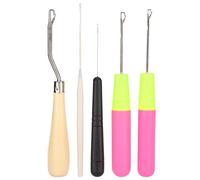 5pcs Latch Hook Tools, Different Sizes Wooden Bent Latch Hooks Small Crochet Hooks Needle for Kids Adults Braid Hair Carpet Making