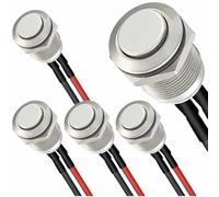 5Pcs Latching Push Button Switch ON/OFF 12mm Pre-wired with IP65 Waterproof Shell 3A for Industrial Control and Automotive (Silver)