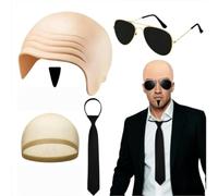 5Pcs Latex Bald Cap Set, Pitbull Fancy Dress Cosplay Costume Accessory Kit