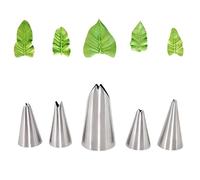 5Pcs Leaf Stainless Steel Icing Nozzle Set,Leaves Piping Tips Sets Nozzles Cake Decorating Supplies,Leaves Icing Nozzle Set for Cream Cake Pastry Fondant DIY Baking Tools, Leaf Shape