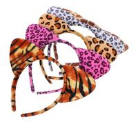 5pcs Leopard Print Cat Ear Headband Animal Ear Hair Hoops