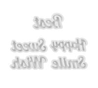 5Pcs Letter Shaped Plaster Silicone Molds Blessing Words Resin Silicone Mould Silicone Candle Molds for Epoxy Resin