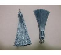 5pcs - Light Blue Silky Soft 8cm-9cm Tassels with Hanging Loops for Bookmarks Jewellery Keychains Pendant Decoration Crafts