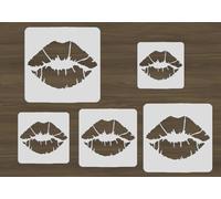 5PCS Lip Stencil Kiss Lips DIY Stencil with 5 Sizes Lips Lipstick Mouth Painting Stencils Reusable Red Lips PET Stencils for Floor Wall Wall Furniture Room Decorative