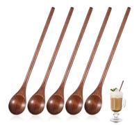 5pcs Long Handle Wooden Spoons,7.87 Inch Wood Mixing Spoons for Coffee,Wooden Cooking Spoons for Eating Mixing Stirring Cooking
